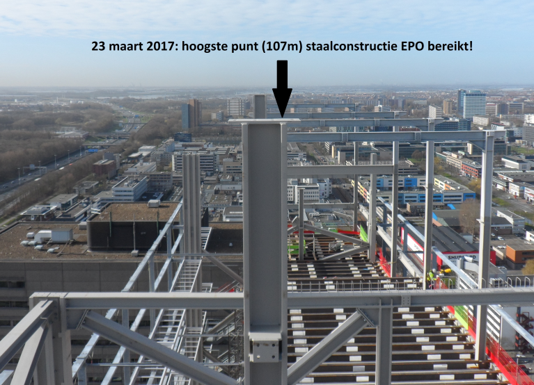 Rijndijk reaches the highest point of the steel construction for EPO Rijswijk